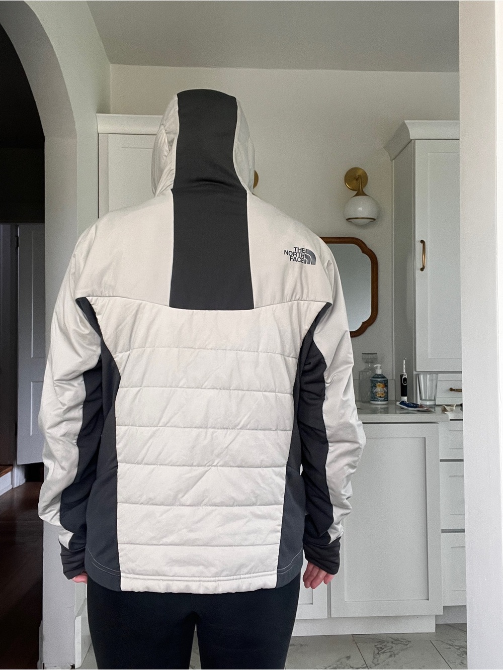 Men’s The North Face Hooded Jacket — Light Gray & Black - Picture 4 of 5